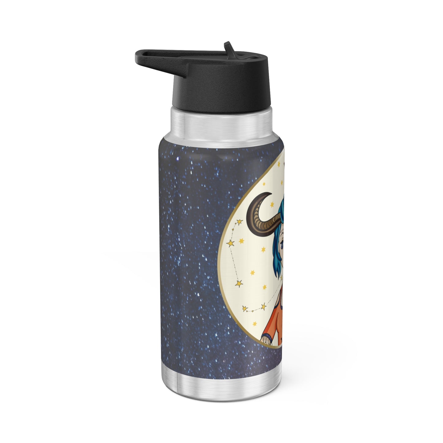 Taurus Zodiac Sign Girl with Earrings  ~ 32oz Tumbler With Lid and Straw