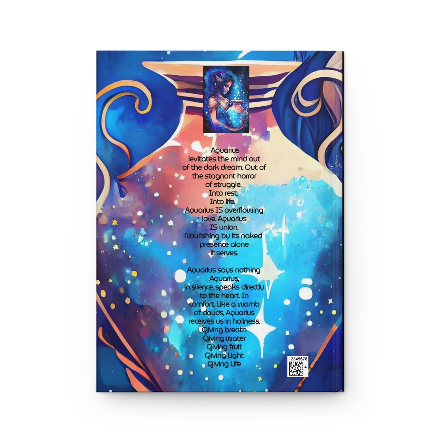 Aquarius Fantasy Illustration with Poem Hardcover 150 Page Journal