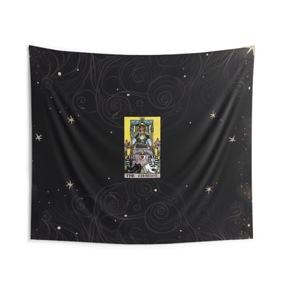 The Chariot Tarot Card Altar Cloth or Tapestry with Starry Background