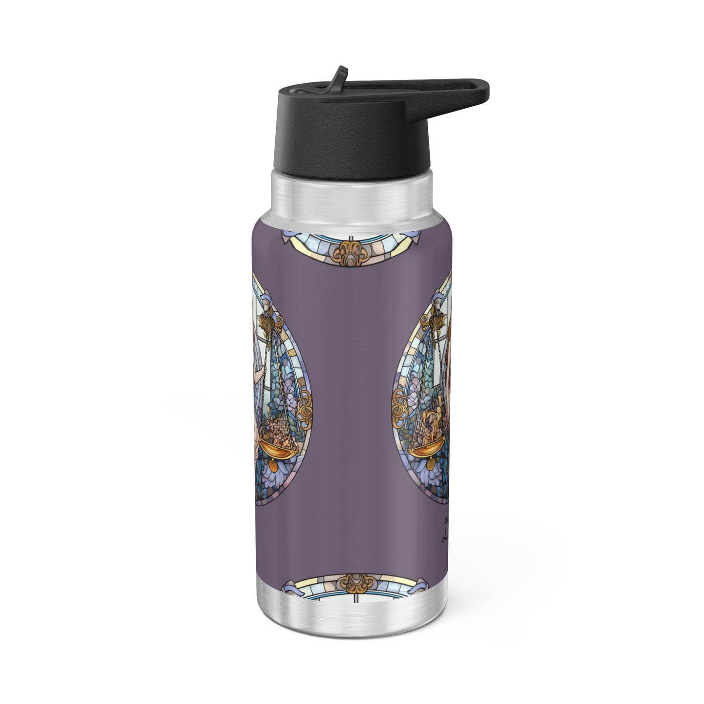 Libra Zodiac Sign Stained Glass Illustration ~ 32oz Tumbler With Lid and Straw