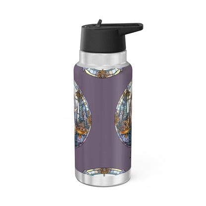 Libra Zodiac Sign Stained Glass Illustration ~ 32oz Tumbler With Lid and Straw