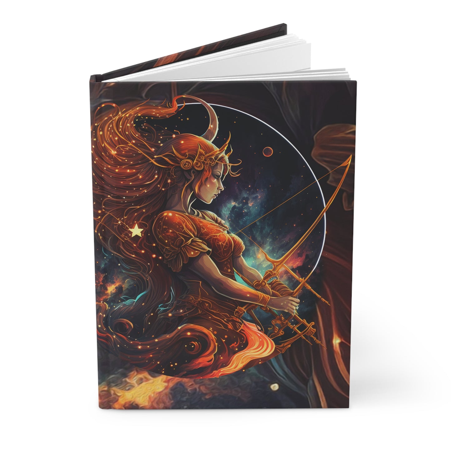 Sagittarius Fiery Fantasy Illustration with Poem Hardcover 150 Page Journal