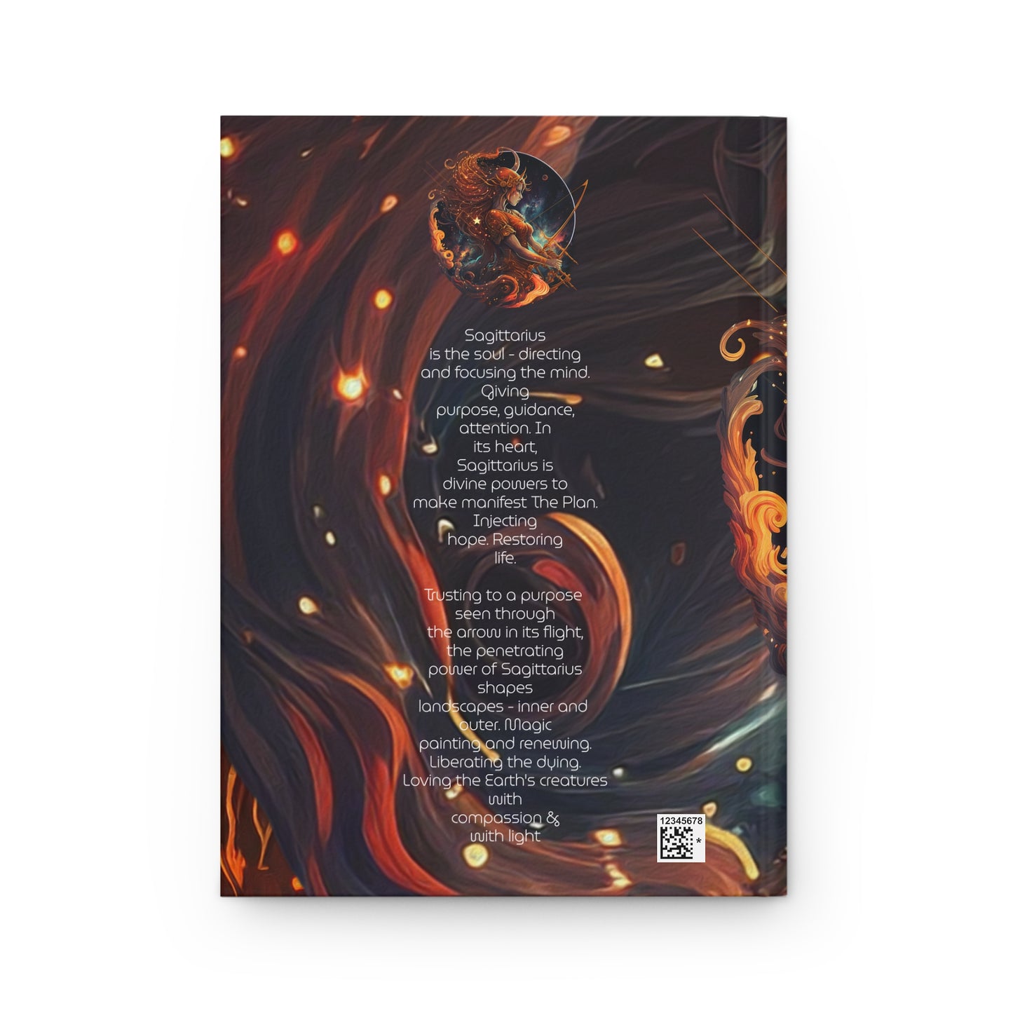 Sagittarius Fiery Fantasy Illustration with Poem Hardcover 150 Page Journal