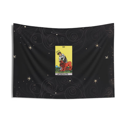 The Strength Tarot Card Altar Cloth or Tapestry with Starry Background