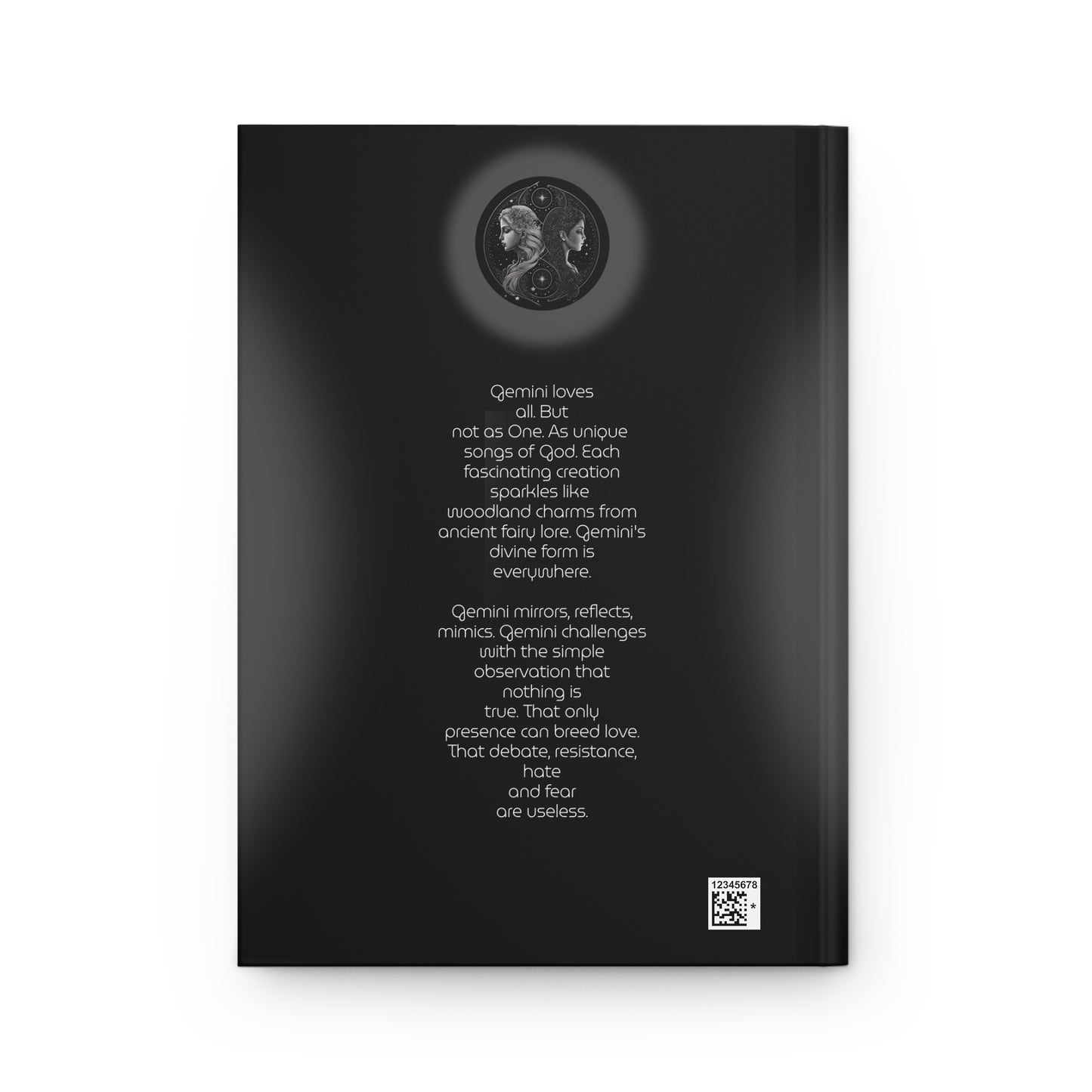 Gemini Twins in Silver and White with Poem Hardcover 150 Page Journal