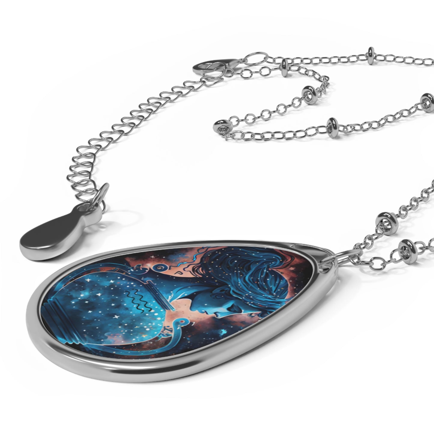 Aquarius Zodiac Sign ~ Aquarius Goddess in the Stars ~ Necklace & Oval Pendant With Chain
