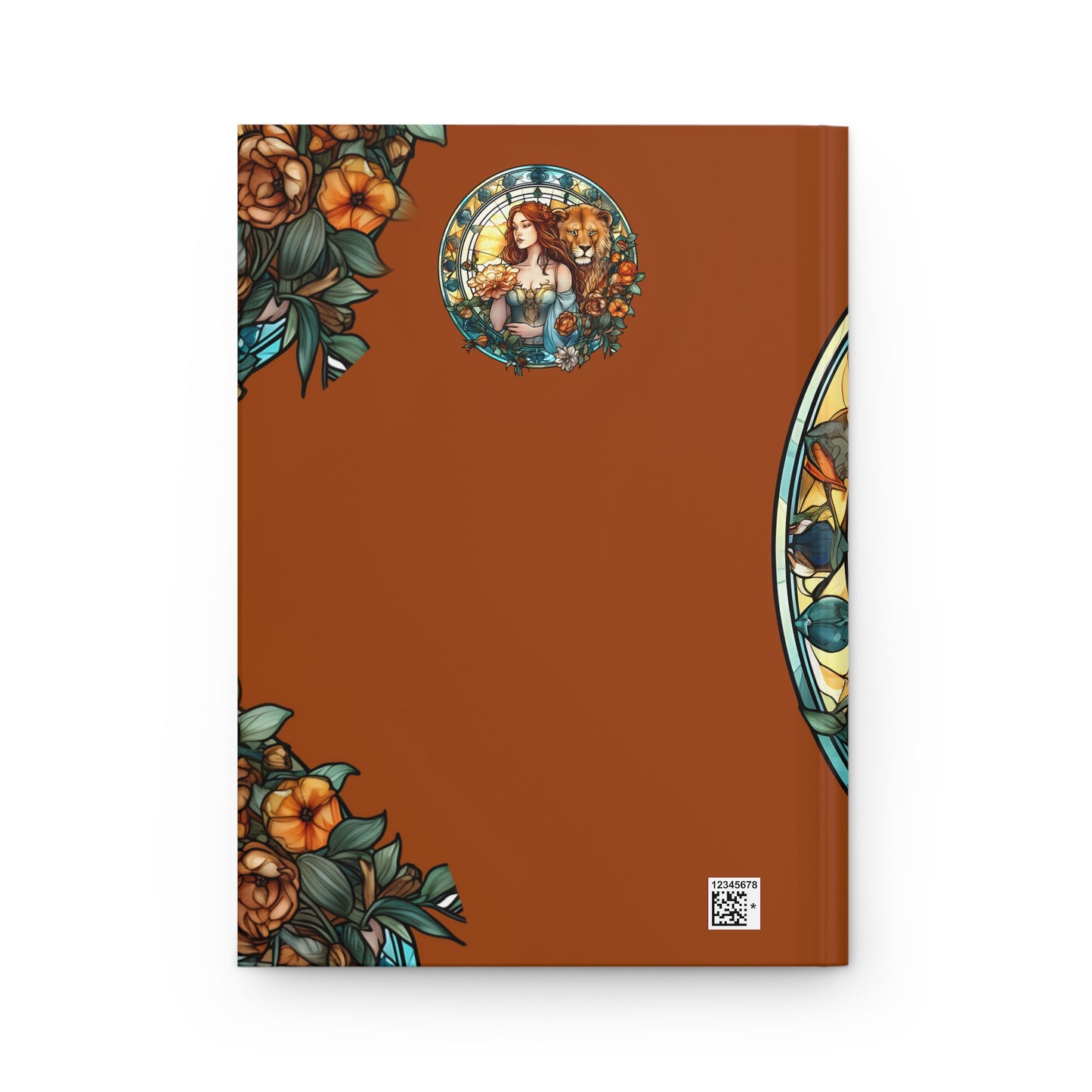Leo Stained Glass Illustration Hardcover 150 Page Journal
