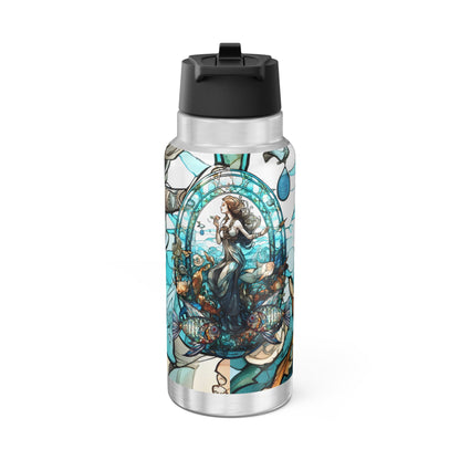 Pisces Zodiac Sign Stained Glass Illustration ~ 32oz Tumbler With Lid and Straw