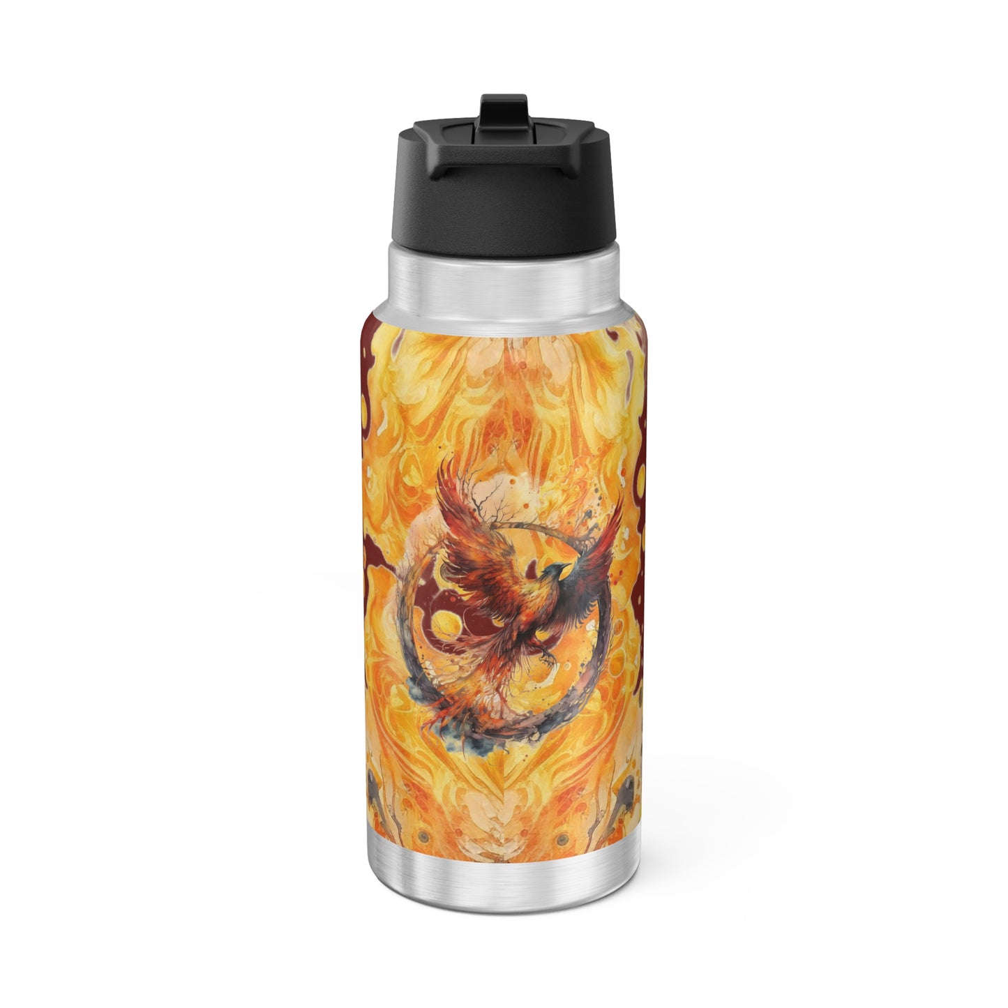 Scorpio Zodiac Sign Phoenix in Fire Illustration ~ 32oz Tumbler With Lid and Straw