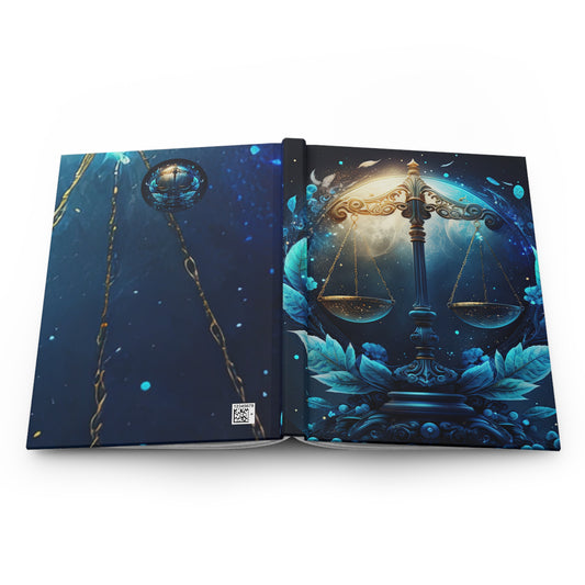 Libra Scales in Gold and Blue Hardcover 150 Page Journal
