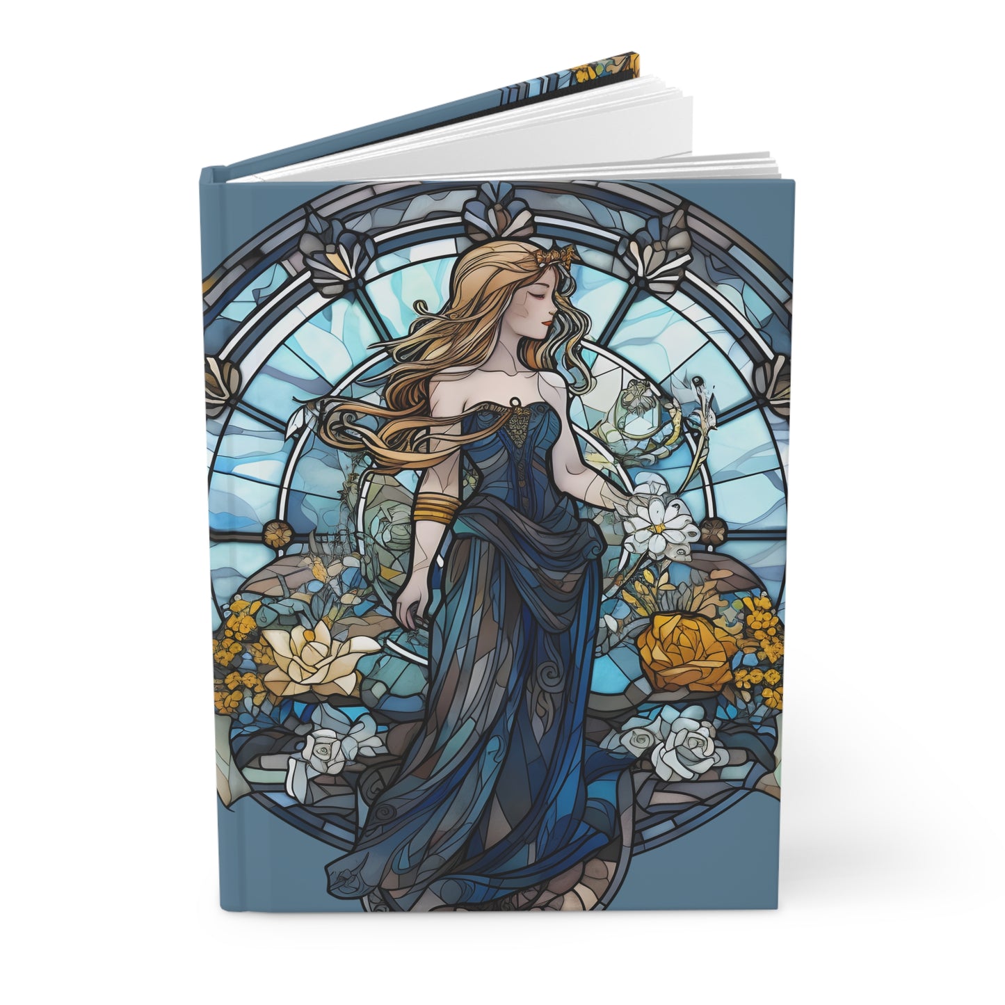Virgo Stained Glass Illustration with Poem Hardcover 150 Page Journal