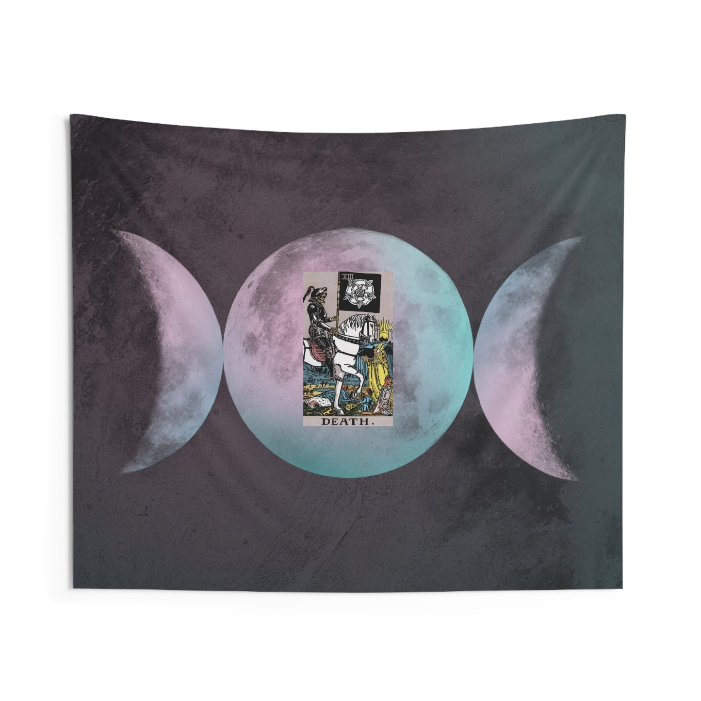 The Death Tarot Card Altar Cloth or Tapestry with Triple Goddess Symbol