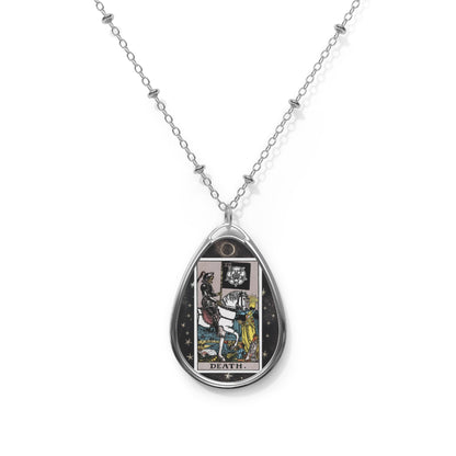 The Death Tarot Card Oval Pendant Necklace With Chain