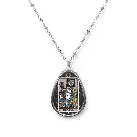 The Death Tarot Card Oval Pendant Necklace With Chain