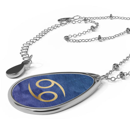 Cancer Zodiac Sign ~ Necklace & Oval Pendant With Chain