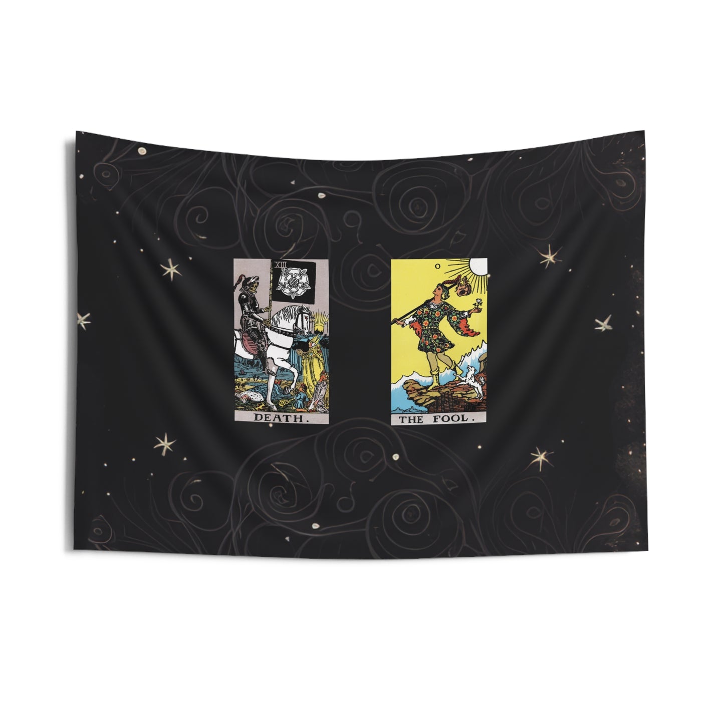 The Death AND The Fool Tarot Cards Altar Cloth or Tapestry with Starry Background