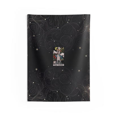 The Tower Tarot Card Altar Cloth or Tapestry with Starry Background