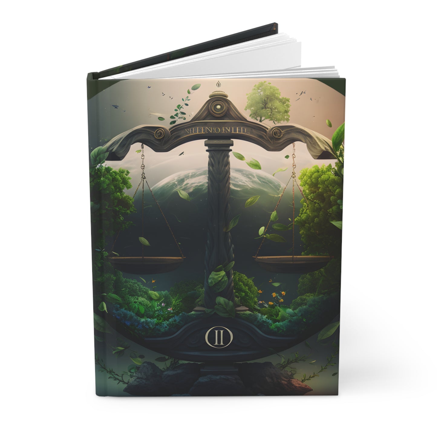 Libra Scales in Green with Poem Hardcover 150 Page Journal