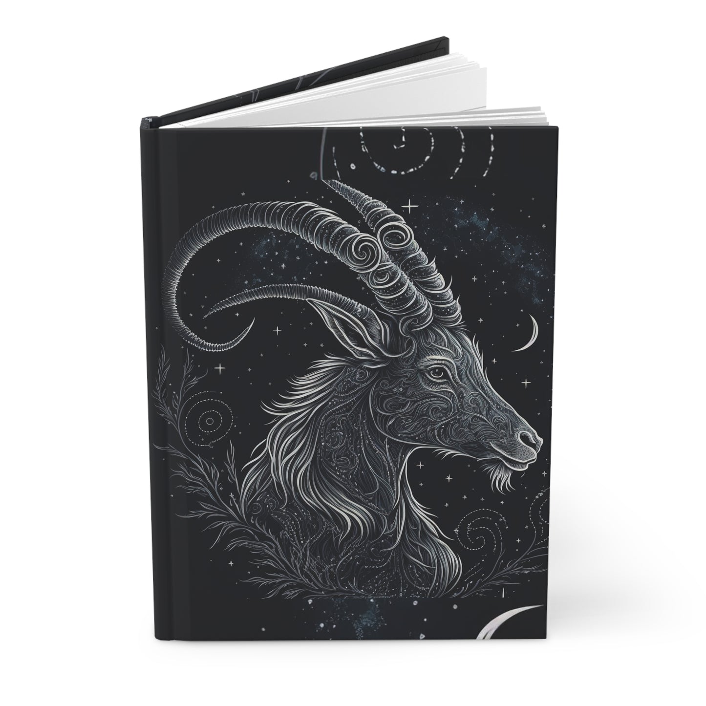 Capricorn in Black and Silver with Poem Hardcover 150 Page Journal