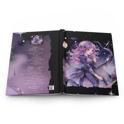 Sagittarius purple Fantasy Illustration with Poem Hardcover 150 Page Journal