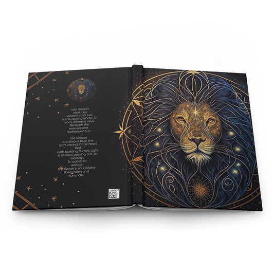 Leo in Gold and Blue with Poem Hardcover 150 Page Journal