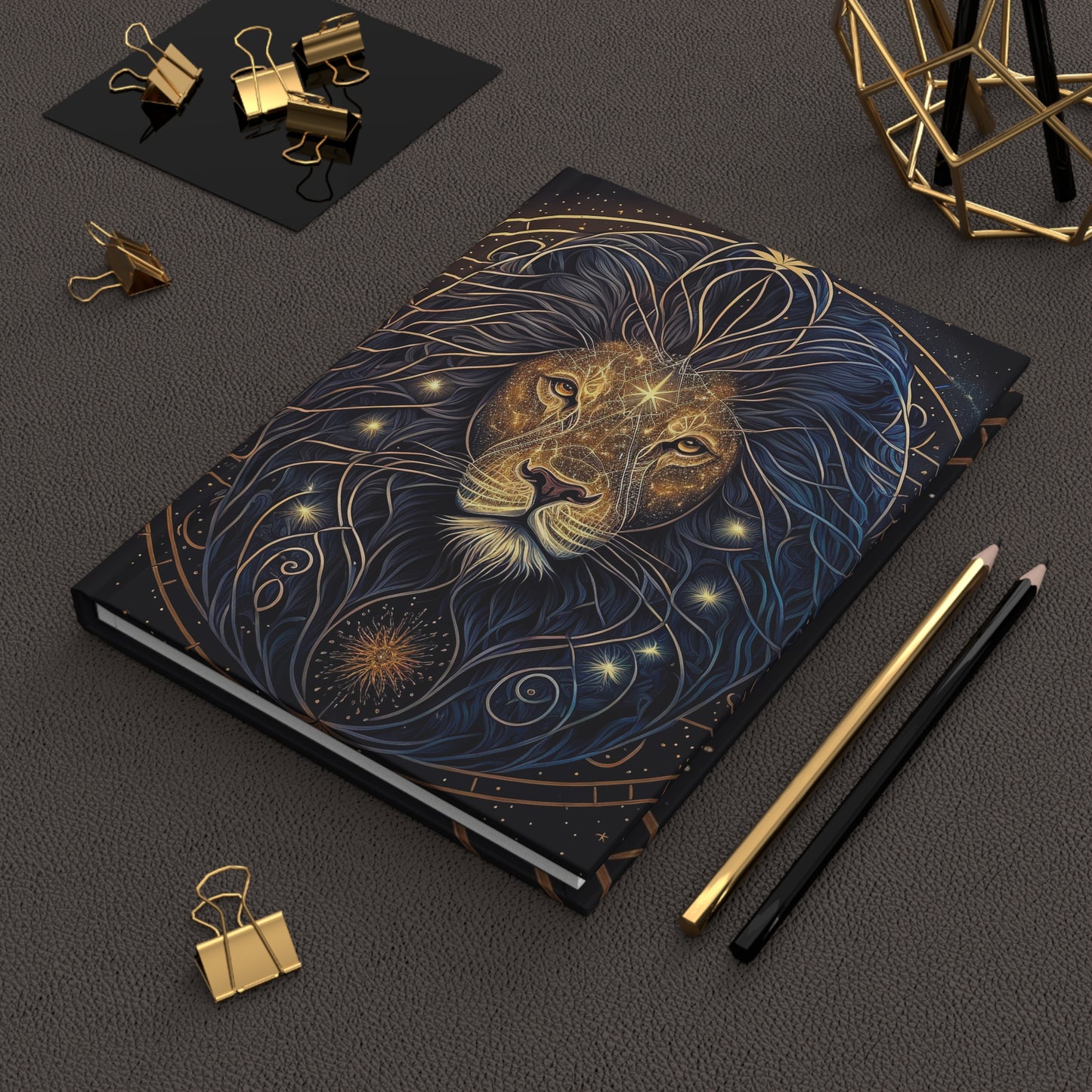 Leo in Gold and Blue with Poem Hardcover 150 Page Journal