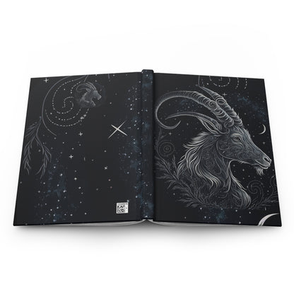 Capricorn in Black and Silver Hardcover 150 Page Journal