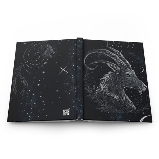 Capricorn in Black and Silver Hardcover 150 Page Journal