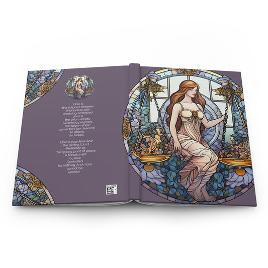 Libra Stained Glass Illustration with Poem Hardcover 150 Page Journal