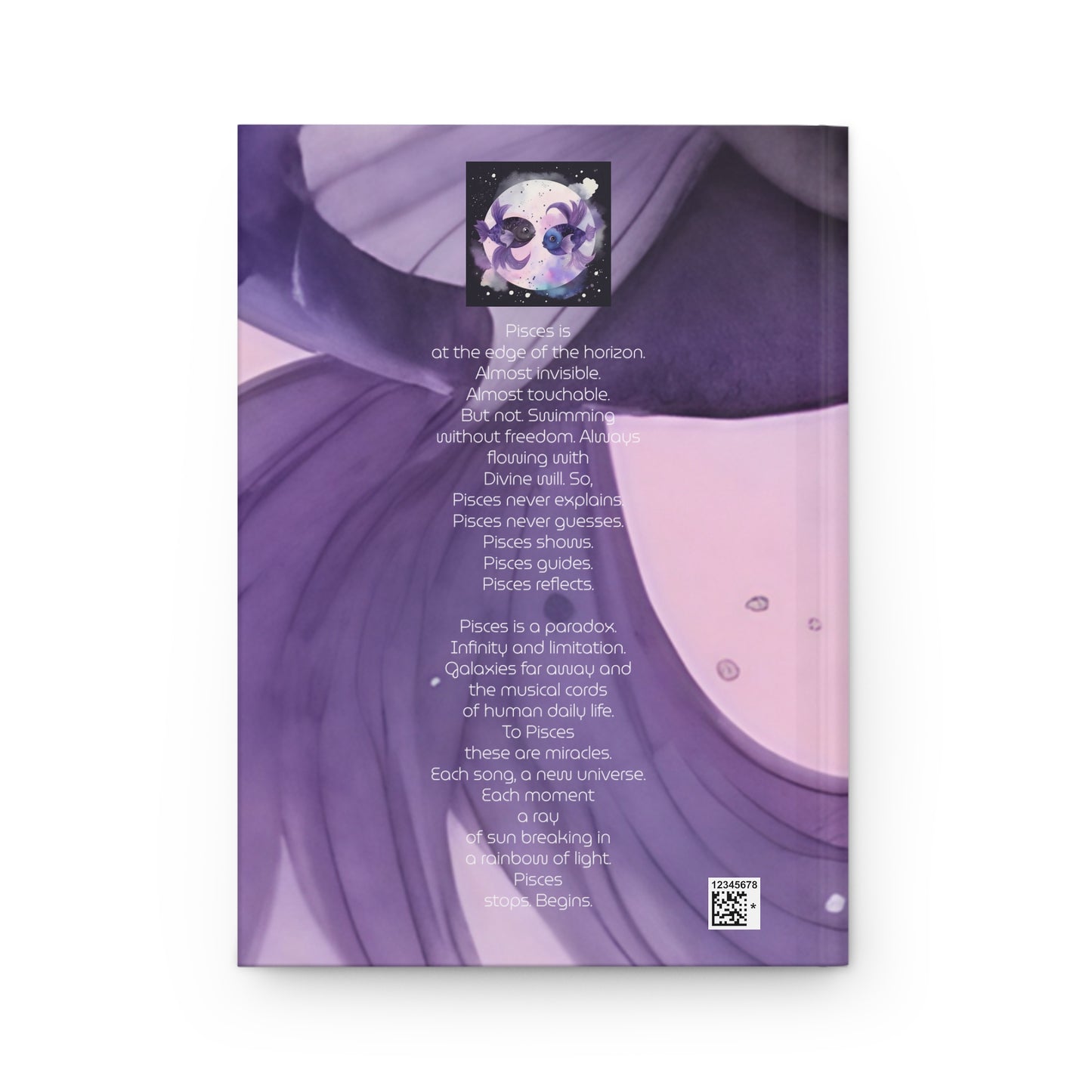 Pisces Purple Caricatures with Poem Hardcover 150 Page Journal