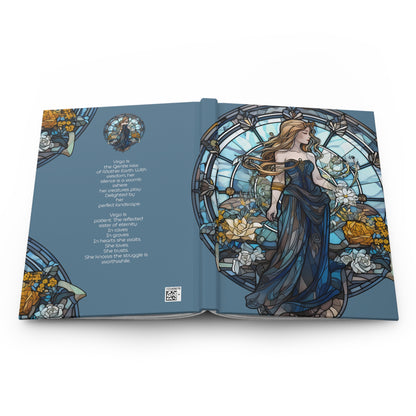 Virgo Stained Glass Illustration with Poem Hardcover 150 Page Journal