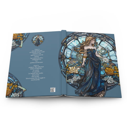 Virgo Stained Glass Illustration with Poem Hardcover 150 Page Journal