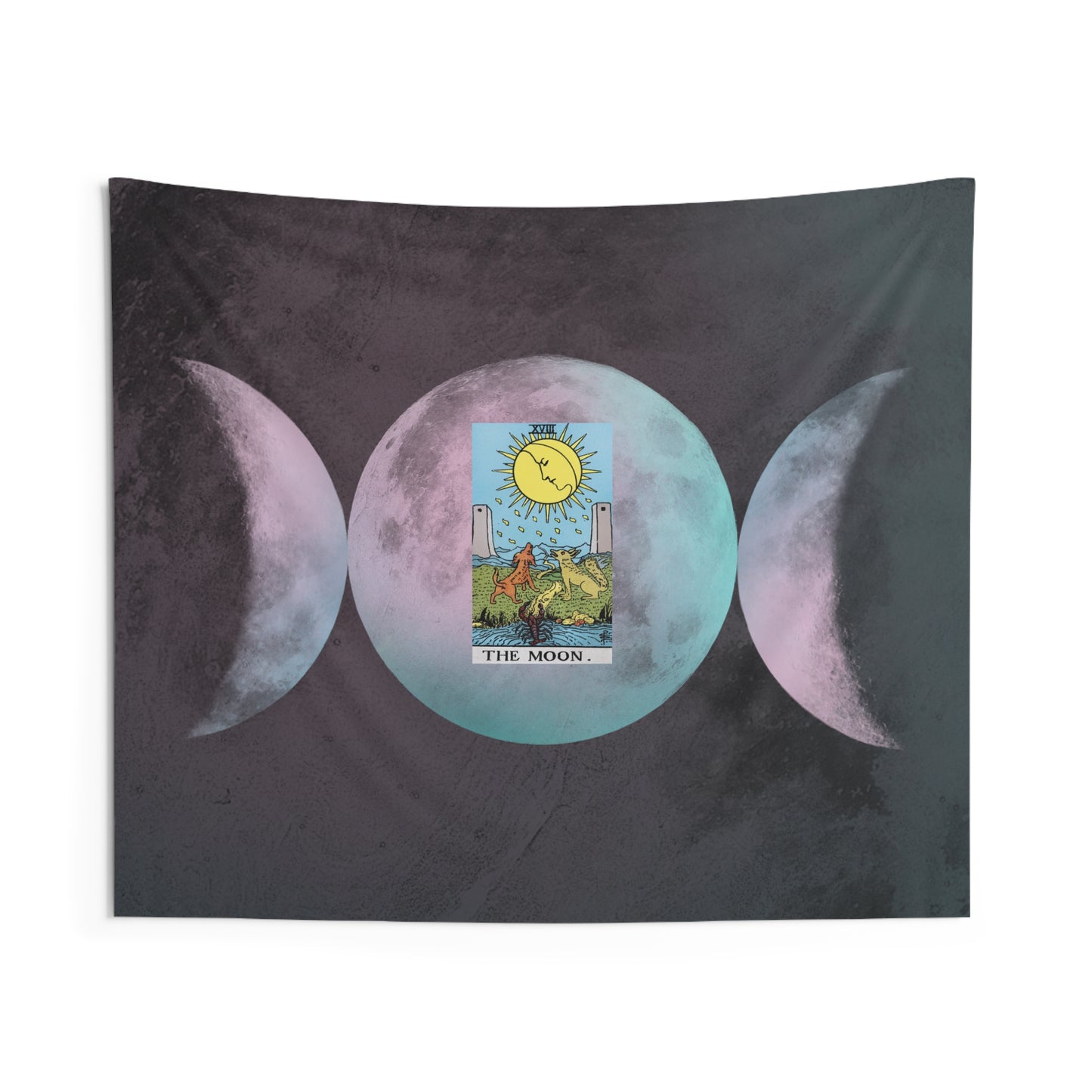 The Moon Tarot Card Altar Cloth or Tapestry with Triple Goddess Symbol