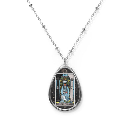 The High Priestess Tarot Card Oval Pendant Necklace With Chain