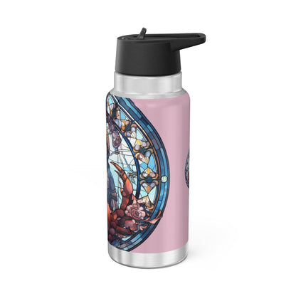 Cancer Zodiac Sign Stained Glass Illustration ~ 32oz Tumbler With Lid and Straw