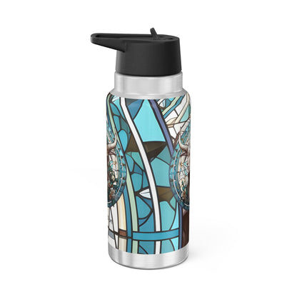 Capricorn Zodiac Sign Stained Glass Illustration ~ 32oz Tumbler With Lid and Straw