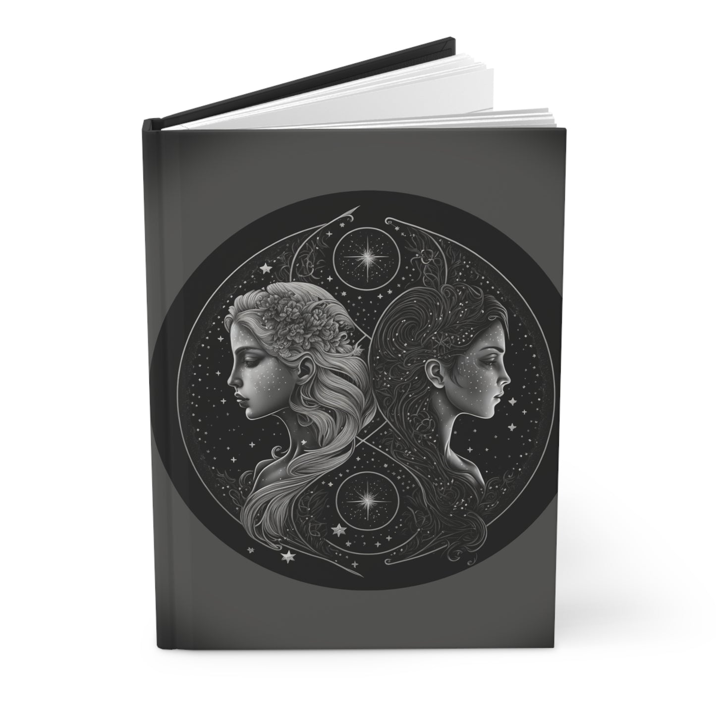 Gemini Twins in Silver and White with Poem Hardcover 150 Page Journal