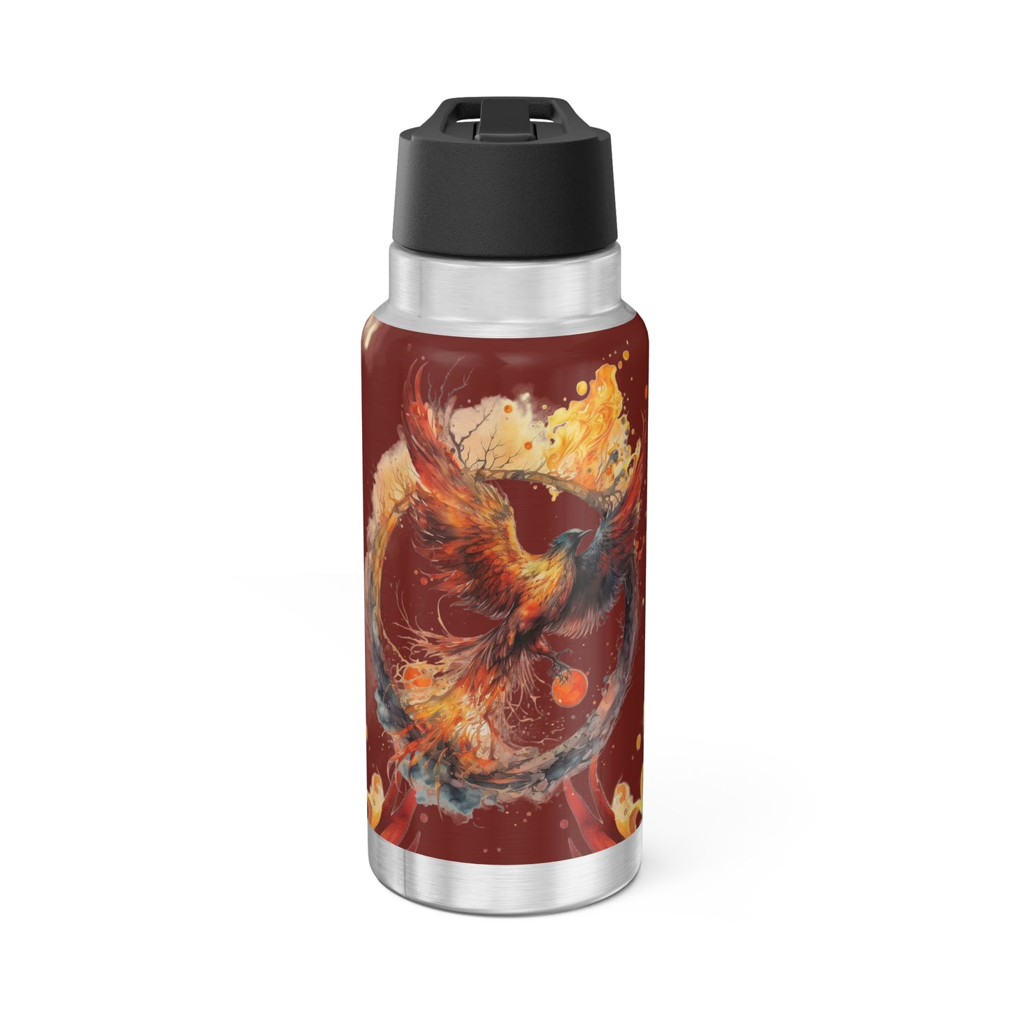 Scorpio Zodiac Sign Phoenix in Fire Illustration ~ 32oz Tumbler With Lid and Straw