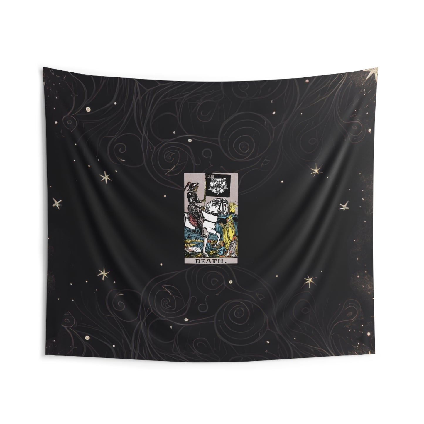 The Death Tarot Card Altar Cloth or Tapestry with Starry Background