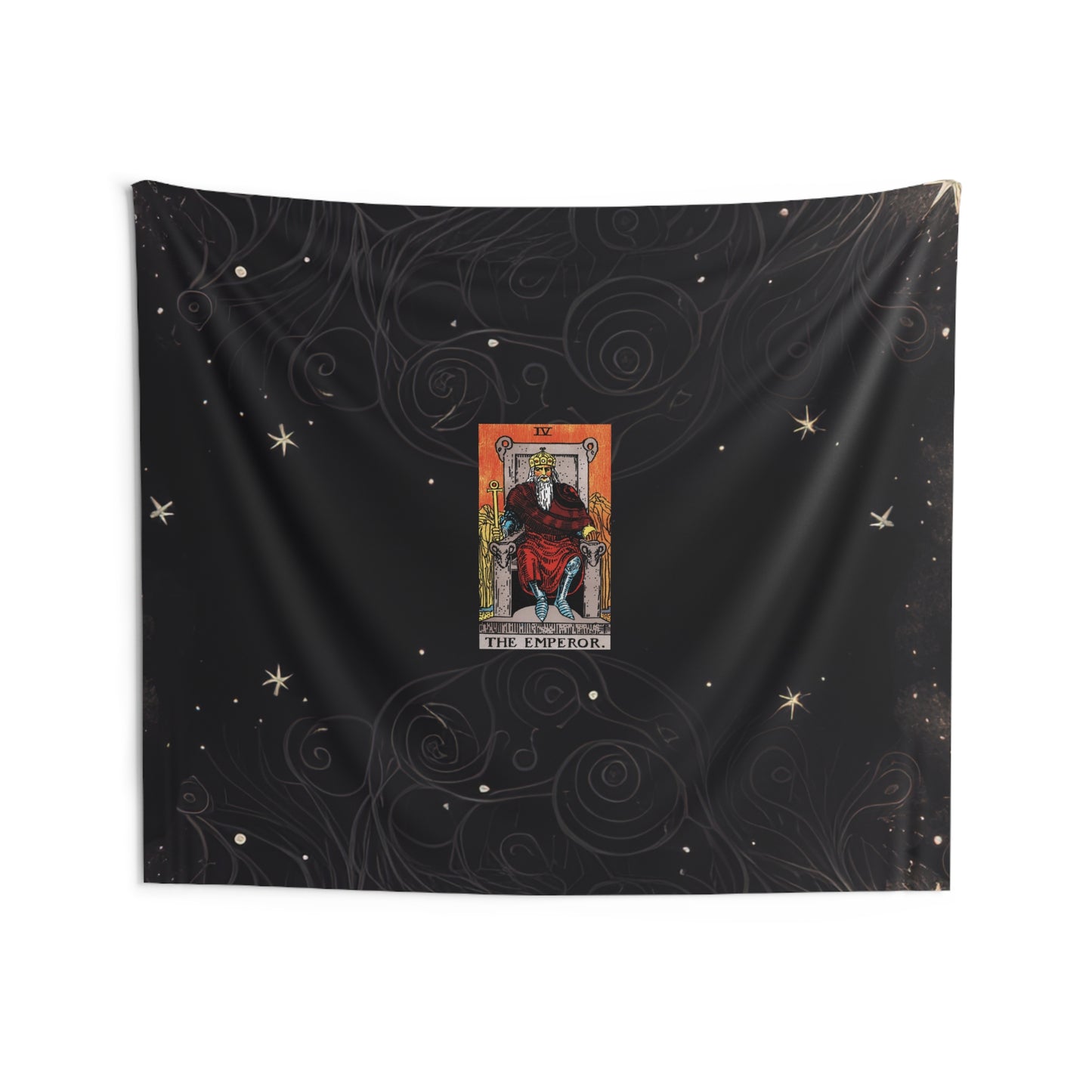 The Emperor Tarot Card Altar Cloth or Tapestry with Starry Background
