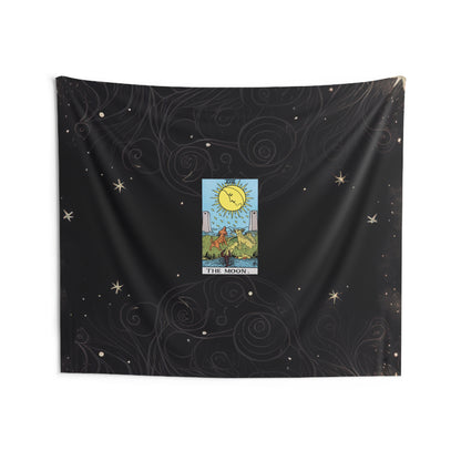The Moon Tarot Card Altar Cloth or Tapestry with Starry Background