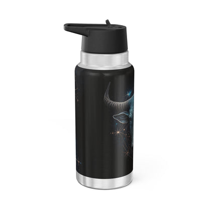 Taurus Zodiac Sign Bull With Blue Stars ~ 32oz Tumbler With Lid and Straw