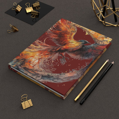 Scorpio Fire Phoenix Watercolor Illustration with Poem Hardcover 150 Page Journal