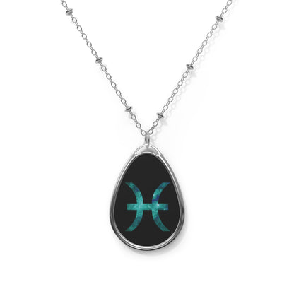 Pisces Zodiac Sign ~ Necklace & Oval Pendant With Chain