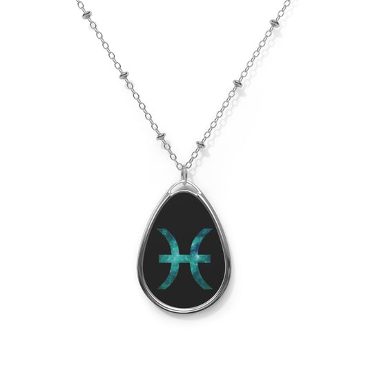 Pisces Zodiac Sign ~ Necklace & Oval Pendant With Chain