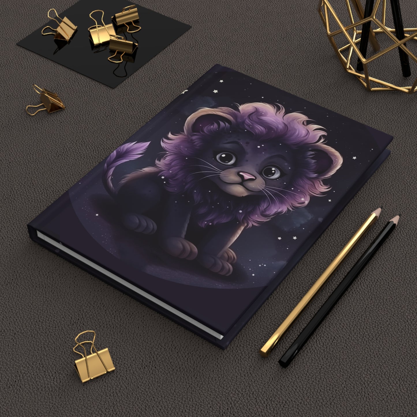 Leo Purple Caricature Illustration with Poem Hardcover 150 Page Journal