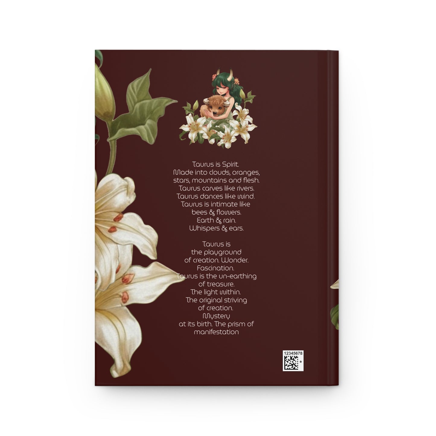 Taurus Girl Vintage illustration with Poem Hardcover 150 Page Journal