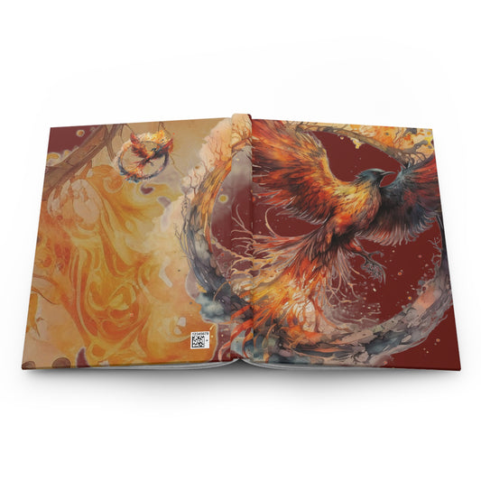 Scorpio Fire Phoenix Watercolor Illustration Hardcover 150 Page Journal