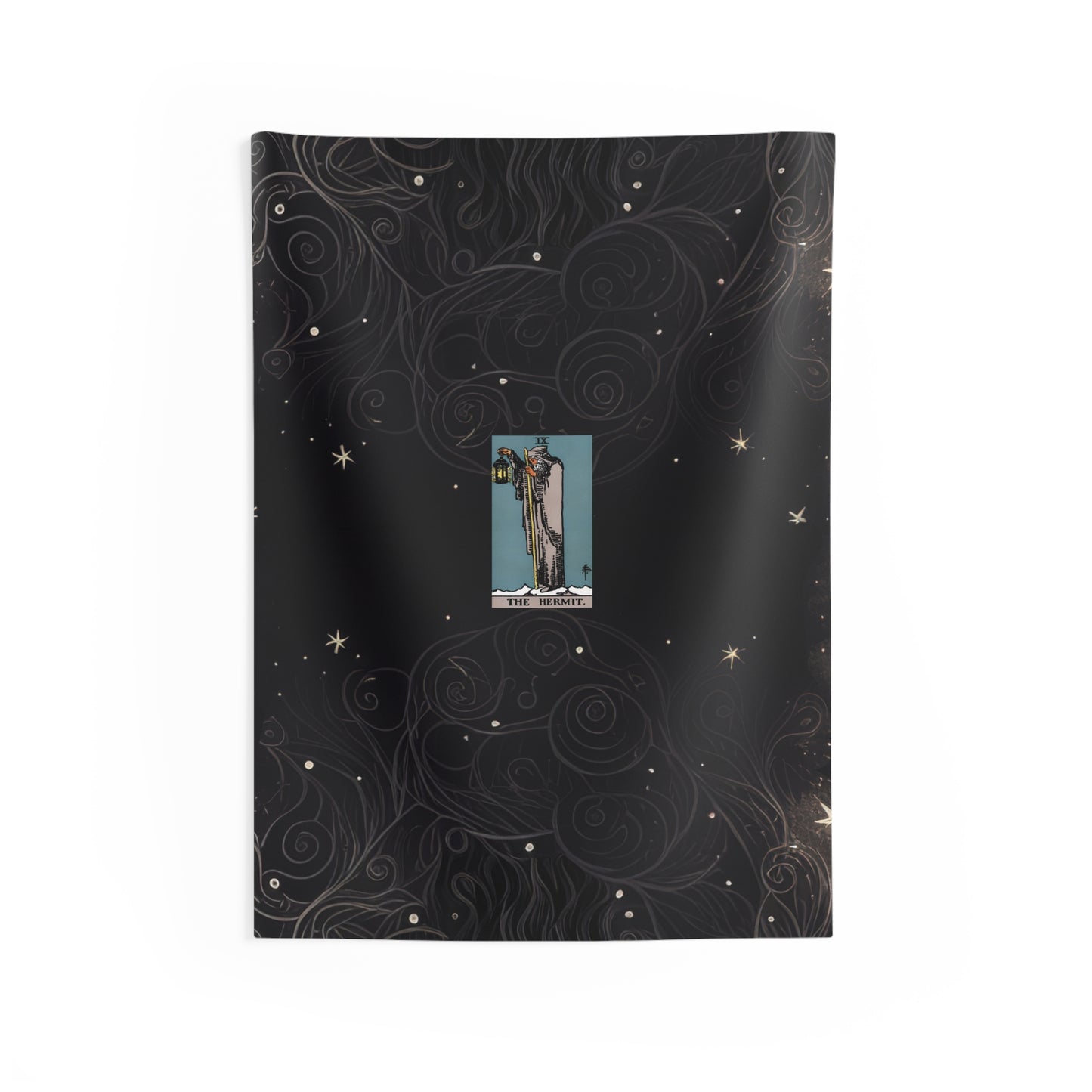 The Hermit Tarot Card Altar Cloth or Tapestry with Starry Background
