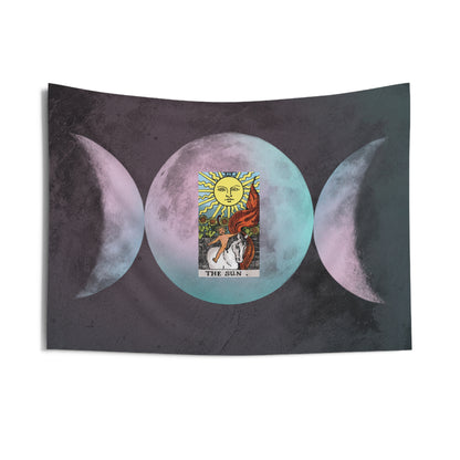 The Sun Tarot Card Altar Cloth or Tapestry with Triple Goddess Symbol